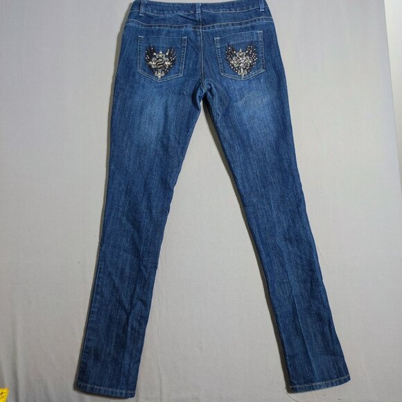 Seductions FD jeans skinny straight women's junior size 11 blue low-rise - Picture 3 of 13